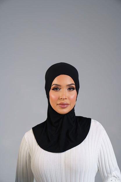 Midnight Black Hijab & Ninja Cap Set