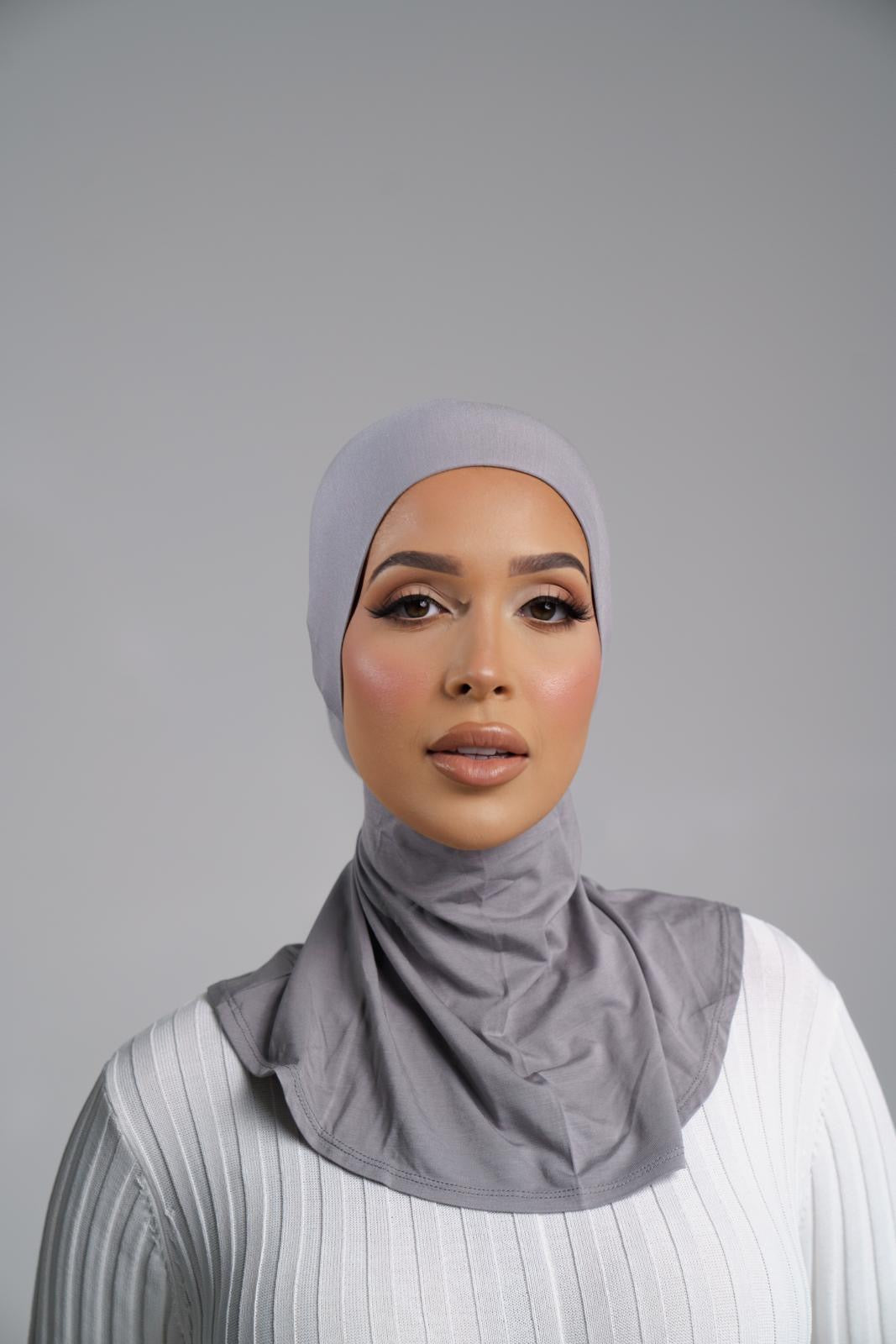 Frost Grey Hijab & Ninja Cap Set