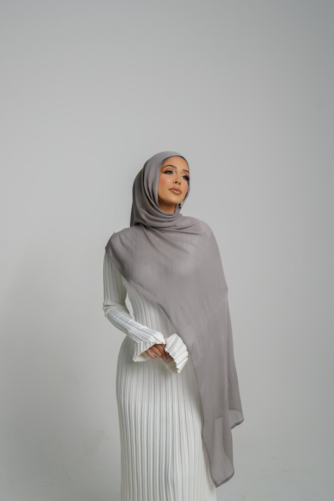 Frost Grey Hijab & Ninja Cap Set