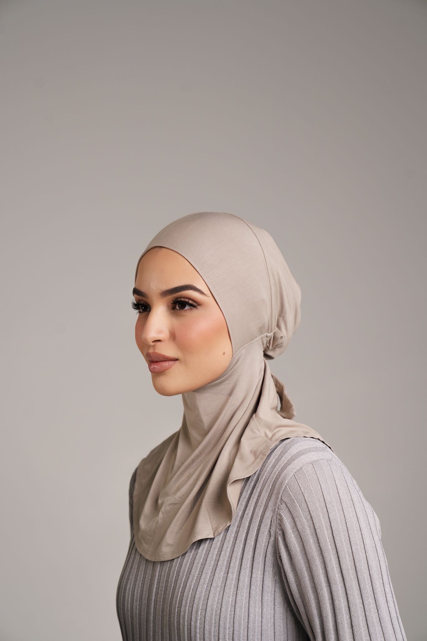 Taupe Hijab & Ninja Cap Set