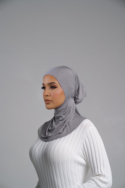 Frost Grey Hijab & Ninja Cap Set