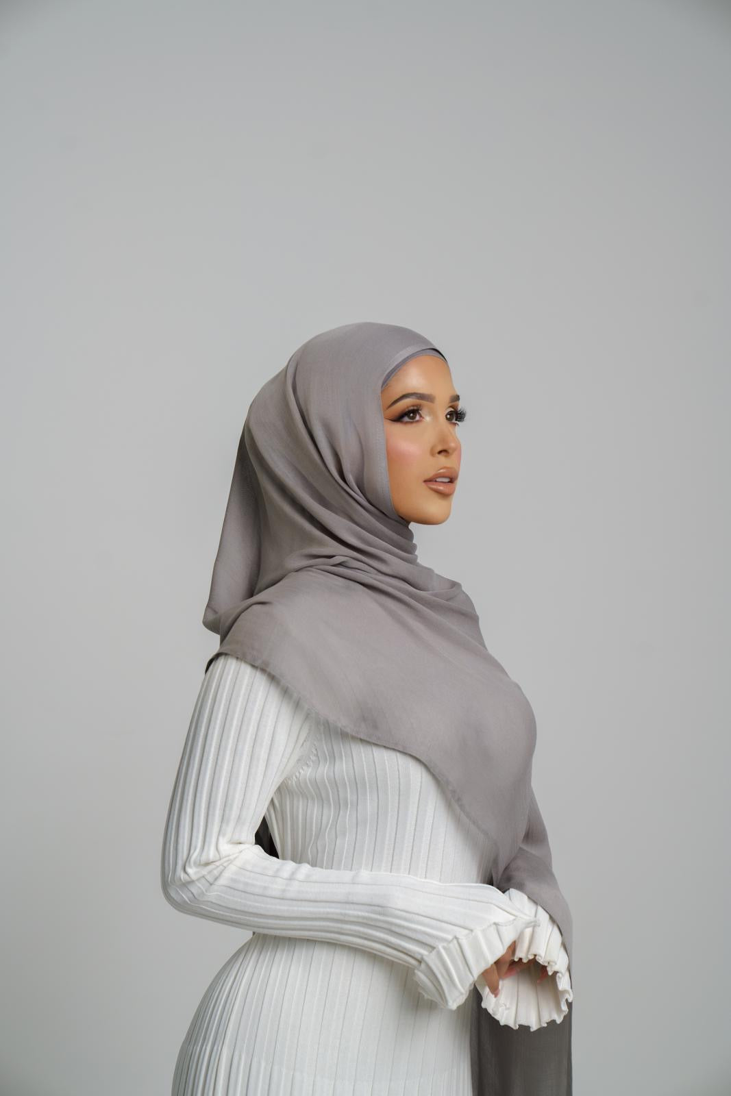 Frost Grey Hijab & Ninja Cap Set