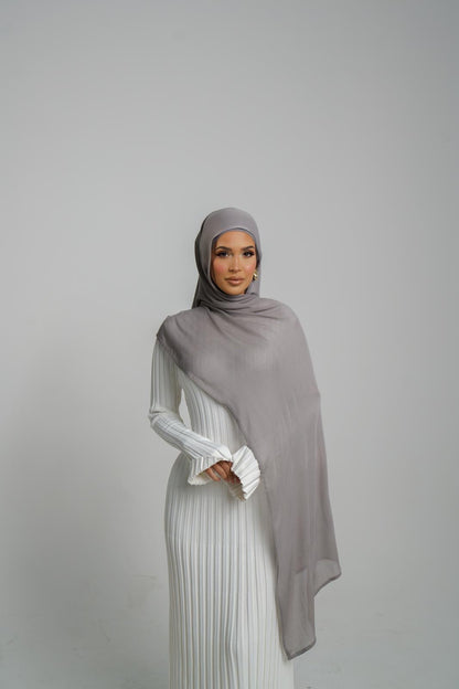 Frost Grey Hijab & Ninja Cap Set